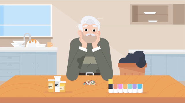 Video thumbnail of a grandpa who appears overwhelmed by his medication.